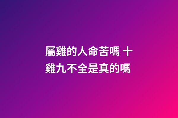 屬雞的人命苦嗎 十雞九不全是真的嗎